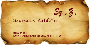 Szurcsik Zalán névjegykártya